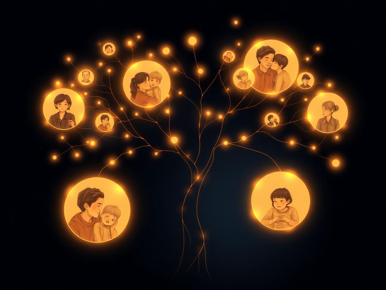 An AI-generated family tree connecting generations