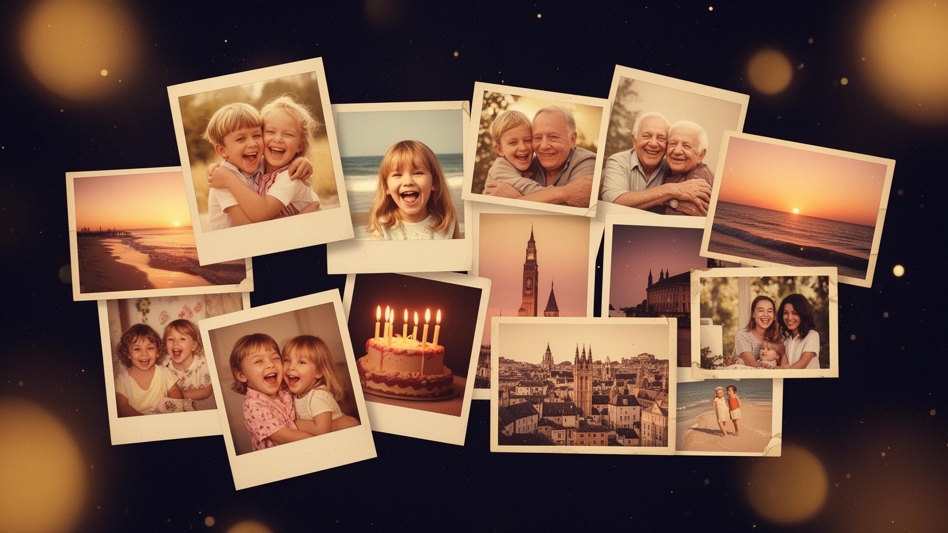 A collage of family memories organized by MemoryVault AI